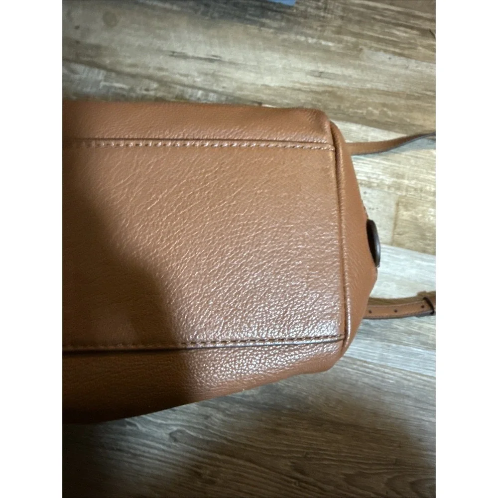 Fossil Sydney Satchel Brown Textured Leather Brass Hardware EUC
